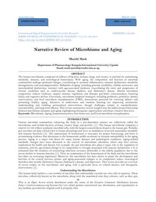 Narrative Review of Microbiome and Aging (www.kiu.ac.ug) | PDF