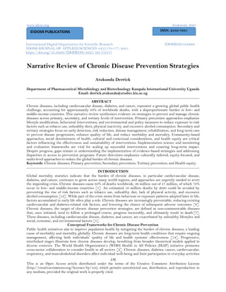Narrative Review of Chronic Disease Prevention Strategies (www.kiu.ac ...