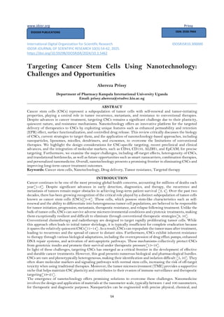 Targeting Cancer Stem Cells Using Nanotechnology: Challenges and ...