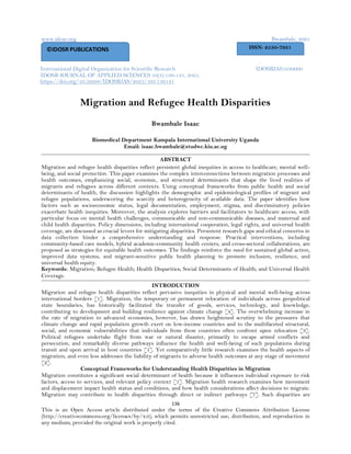 Migration and Refugee Health Disparities (www.kiu.ac.ug) | PDF