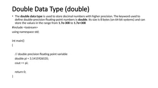 Introduction to C++ , features, variable | PPTX