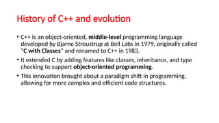 Introduction to C++ , features, variable | PPTX