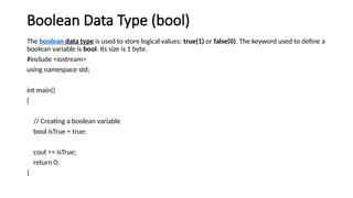 Introduction to C++ , features, variable | PPTX