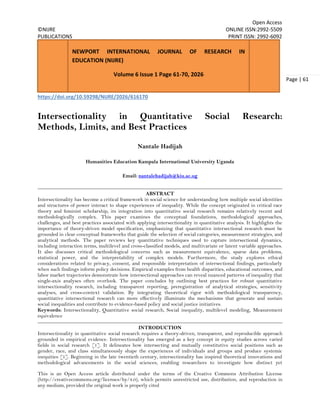 Intersectionality in Quantitative Social Research: Methods, Limits, and ...