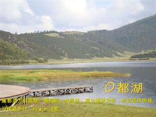 属都湖 属都湖为构造湖，海拔高，水质好，周边植被茂密，犹如高原明镜。 沿栈道步行，约 2.7 公里。 