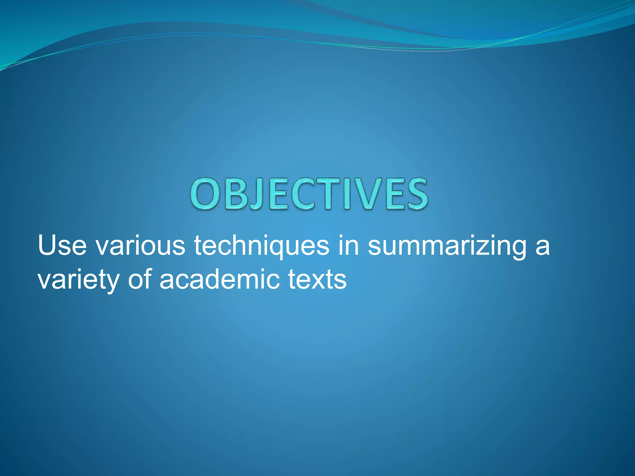 BASICS OF SUMMARIZING | PPTX
