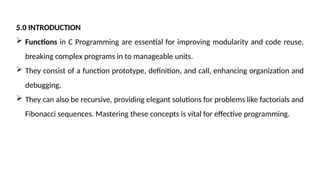 Comprehensive Guide to User-Defined Functions in C Programming | PPTX