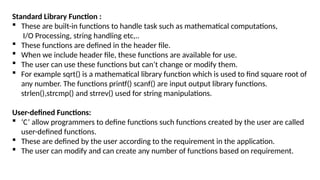 Comprehensive Guide to User-Defined Functions in C Programming | PPTX