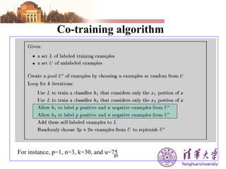 Co-training algorithm For instance, p=1, n=3, k=30, and u=75 