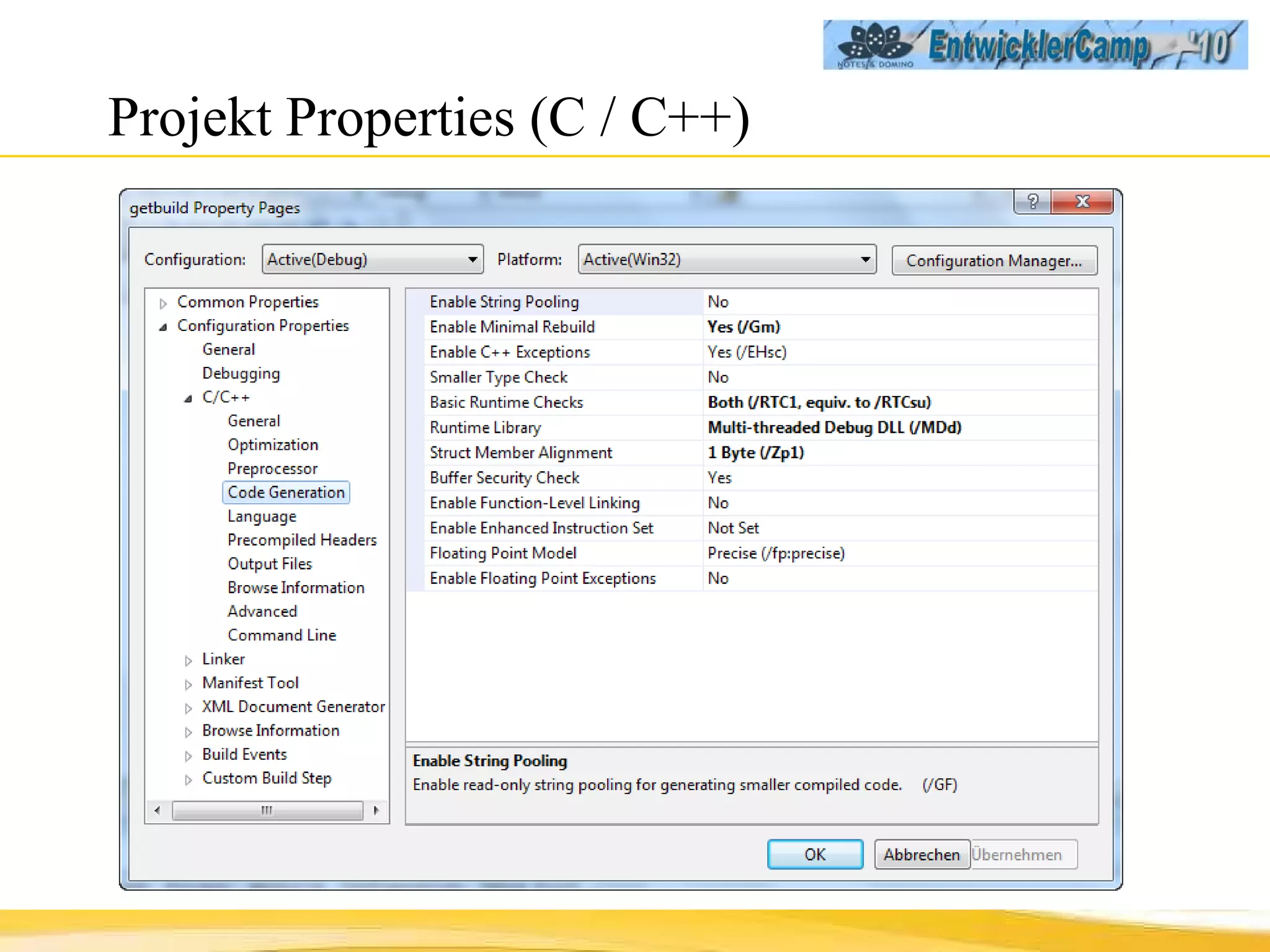 Projekt Properties (C / C++) 