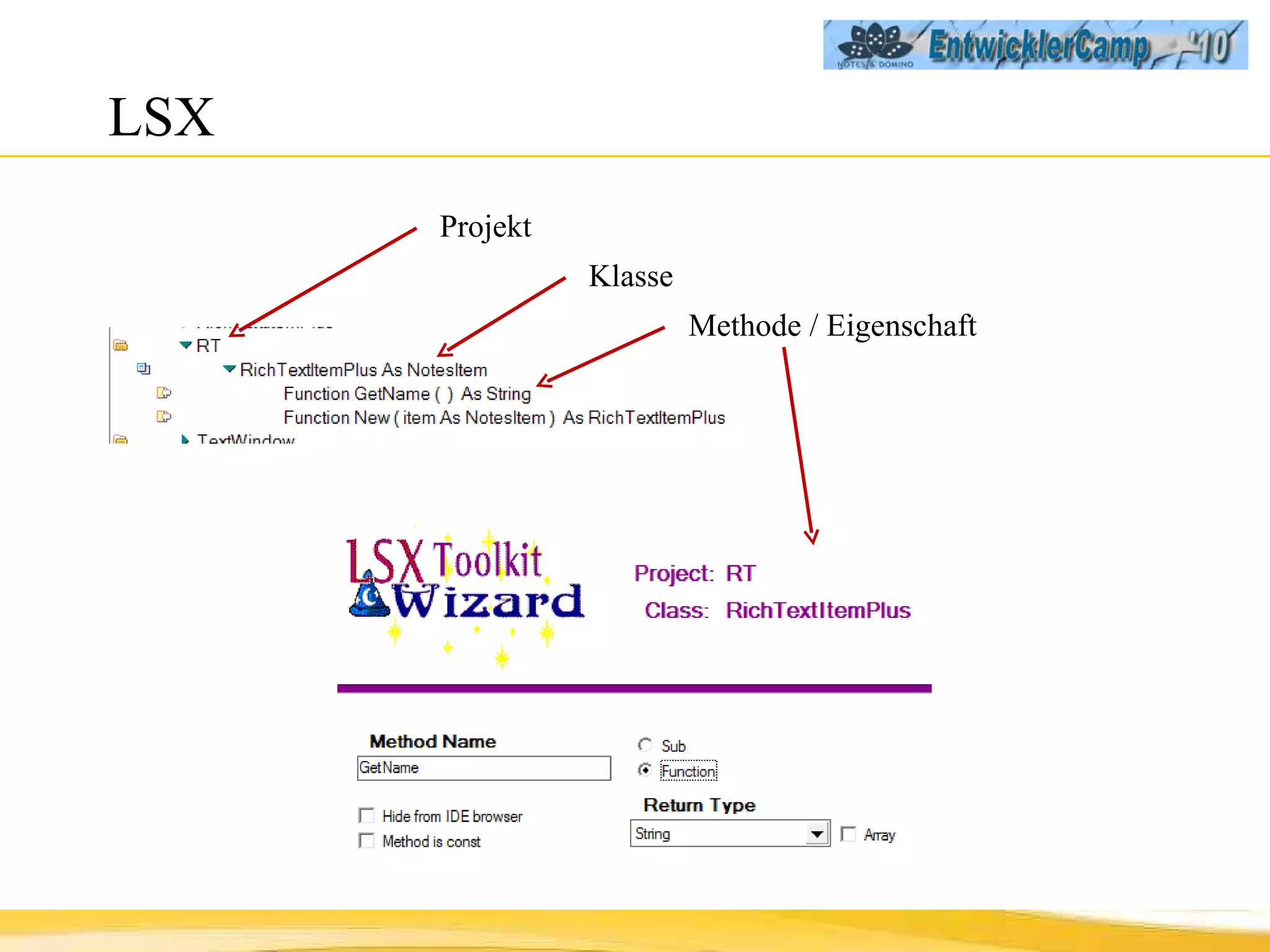 LSX Projekt Klasse Methode / Eigenschaft 
