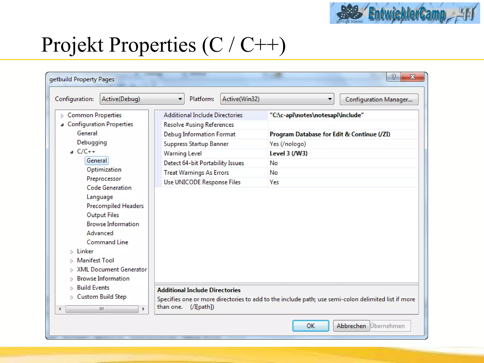 Projekt Properties (C / C++) 