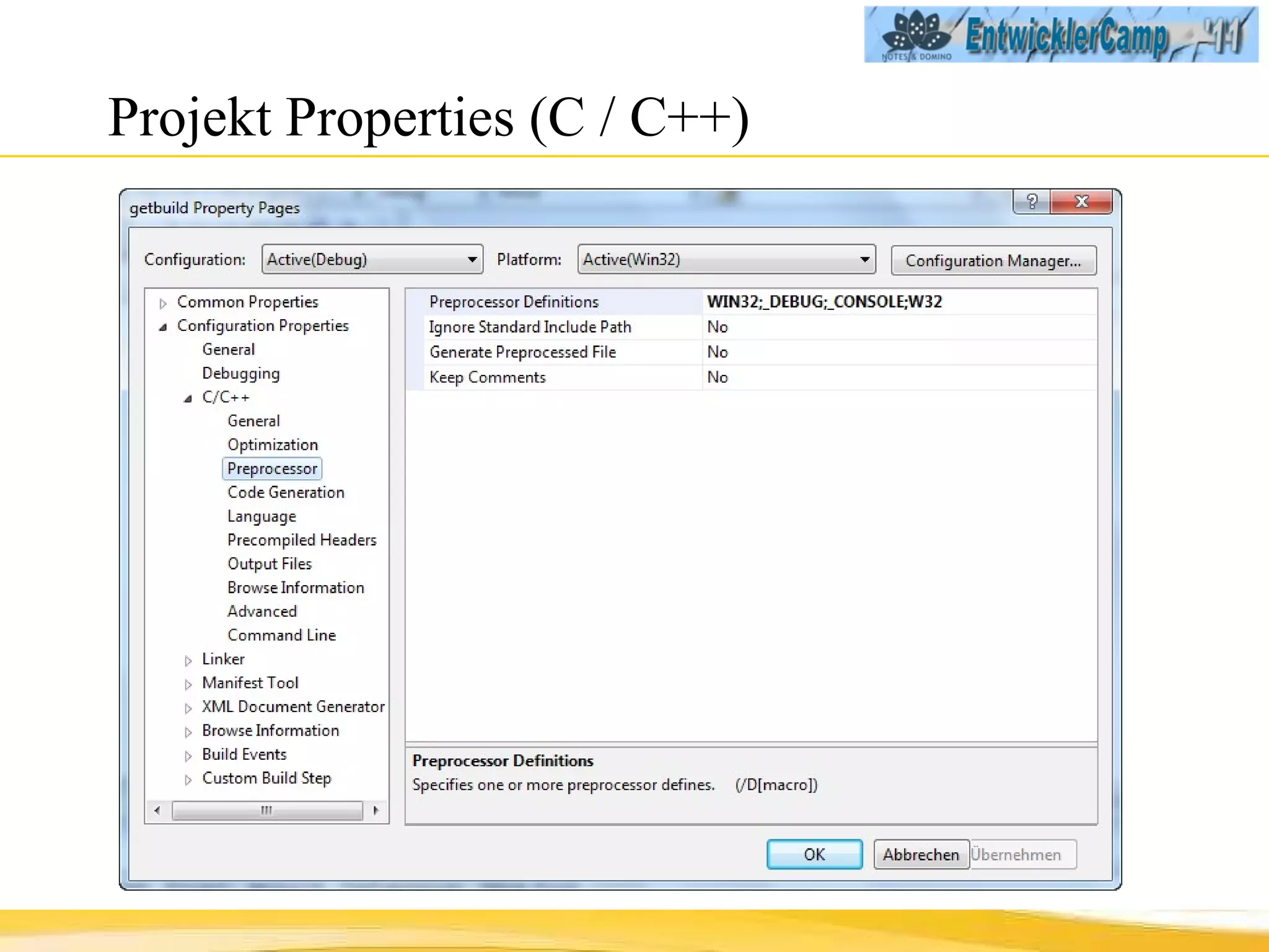 Projekt Properties (C / C++) 