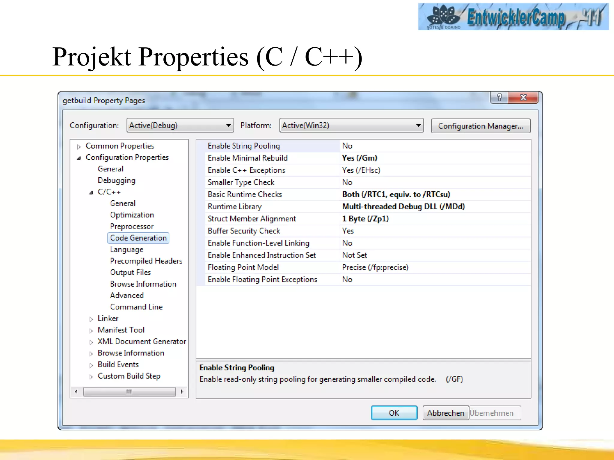 Projekt Properties (C / C++) 