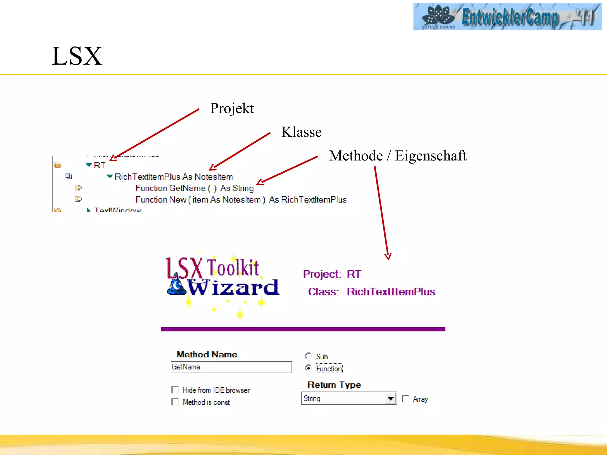 LSX Projekt Klasse Methode / Eigenschaft 