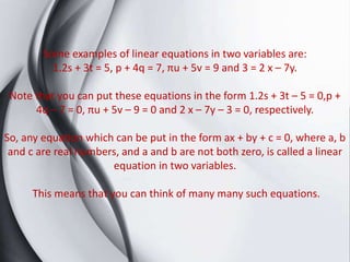 linear equation in two variables | PPT