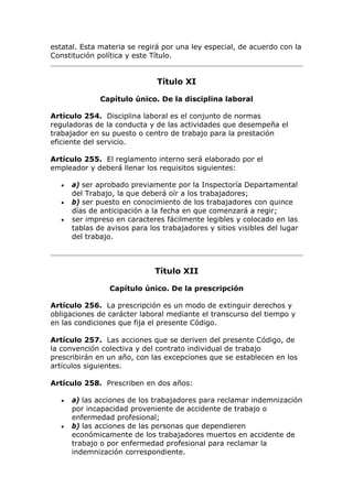 Código del trabajo nicaragua (la gaceta, 30 de octubre de 1996)