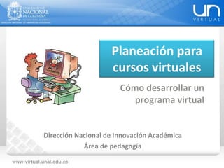 Planeación para
cursos virtuales
Dirección Nacional de Innovación Académica
Área de pedagogía
 