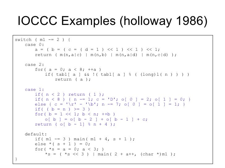 C Code And The Art Of Obfuscation