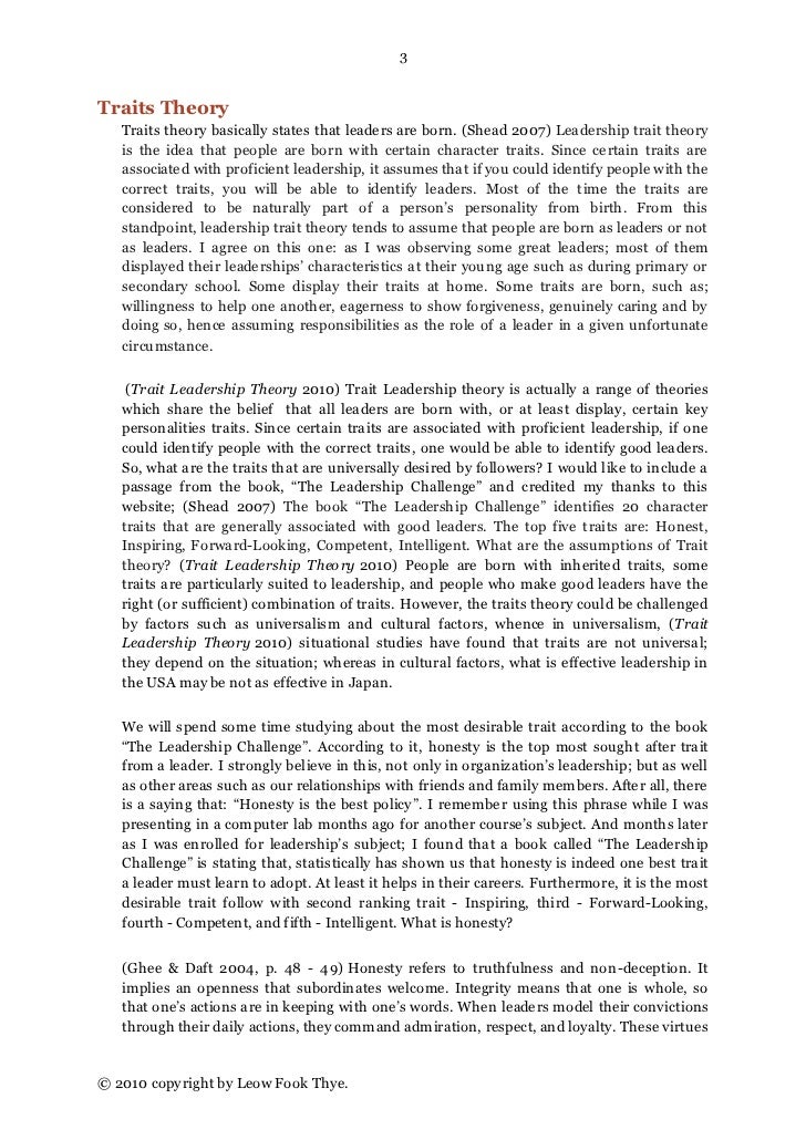 Characteristics of a leader essay