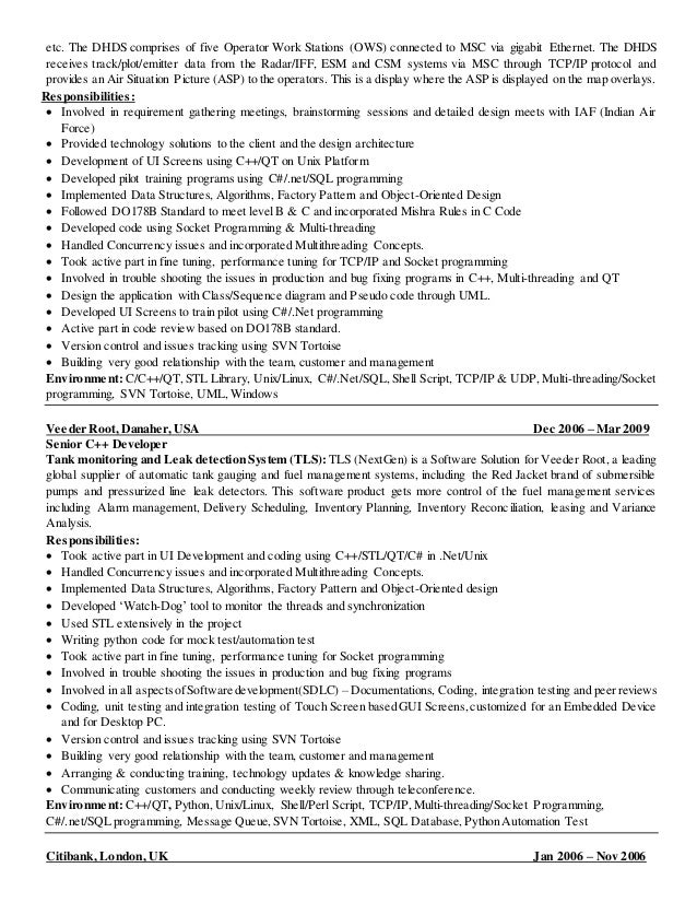 Resume c developer