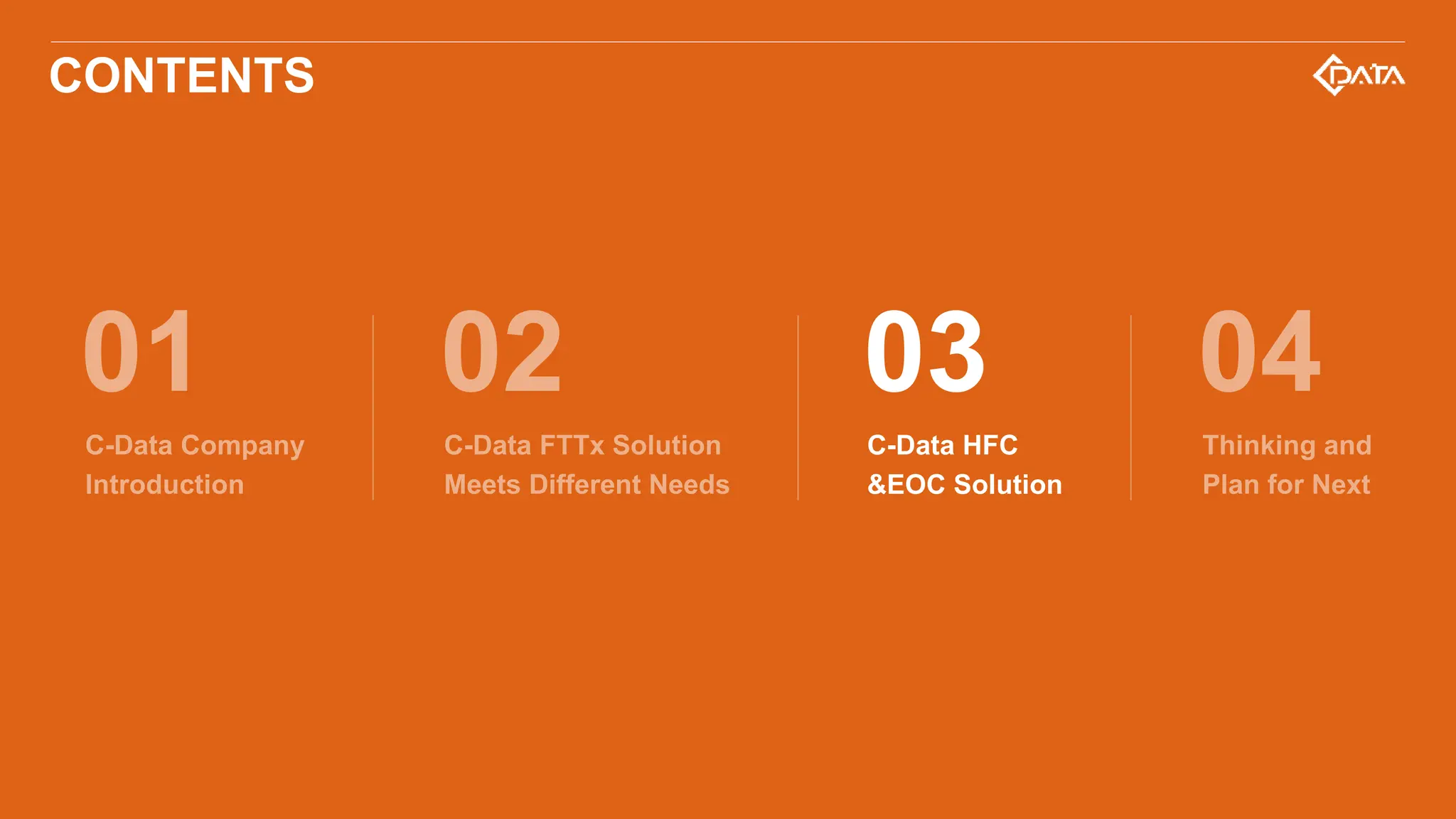 CONTENTS
C-Data HFC
&EOC Solution
03
 