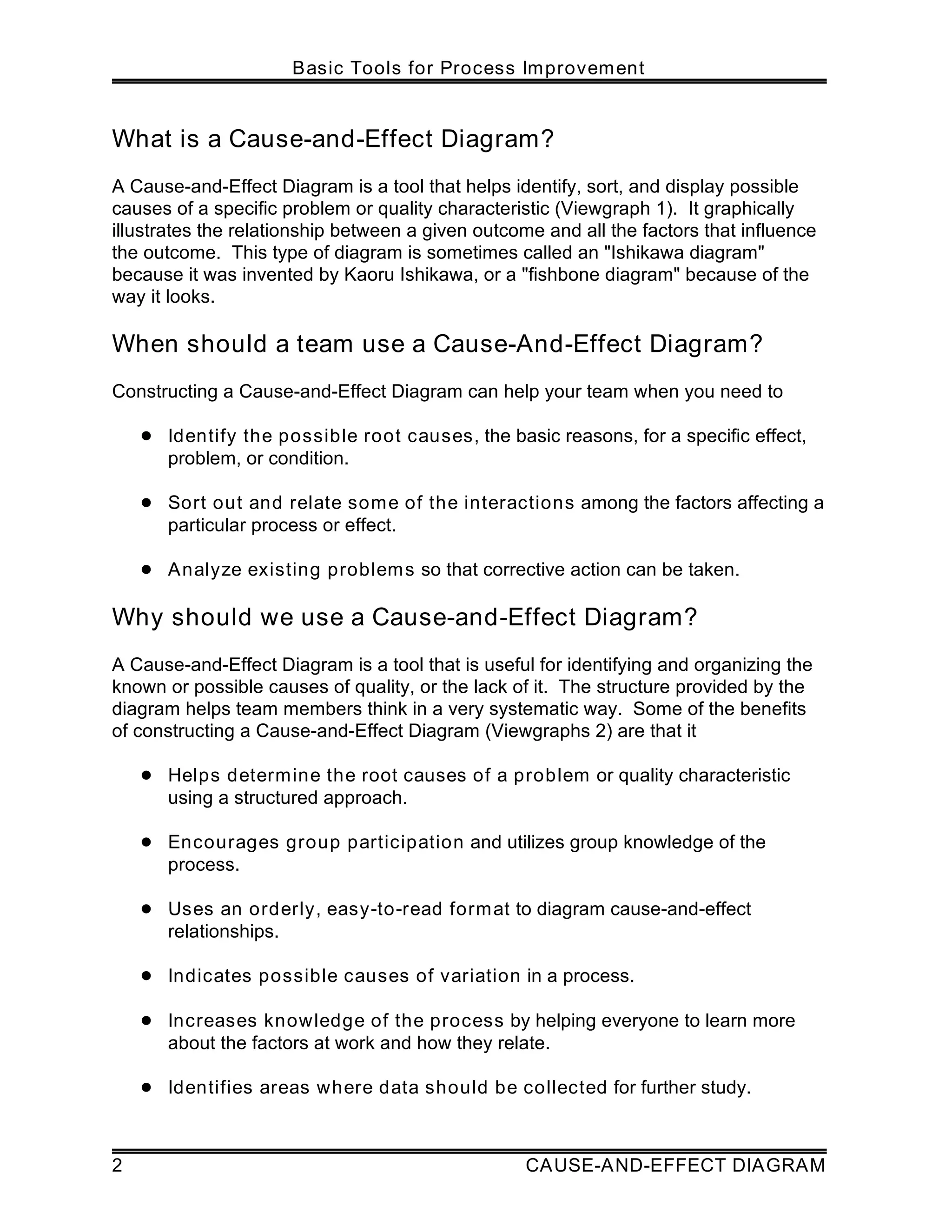 Cause and Effect Diagram | PDF