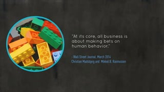 “At its core, all business is
about making bets on
human behavior.”
- Wall Street Journal, March 2014 
Christian Madsbjerg and Mikkel B. Rasmussen
 