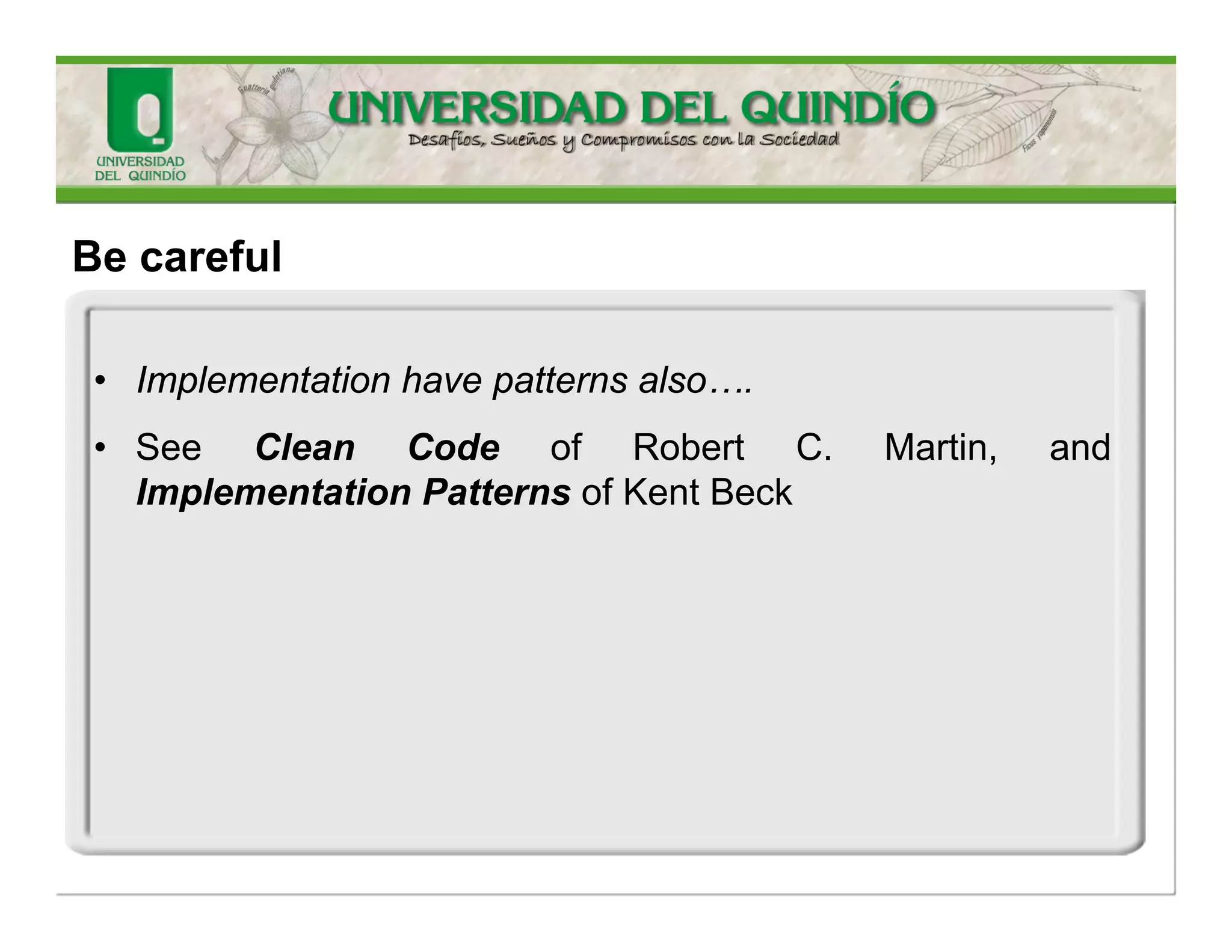 ImplementationEnviromentFeatures(Sommerville) 
Asoftwaredevelopmentplatformshouldprovidearangeoftoolstosupportsoftwareengineeringprocesses.Thesemayinclude: 
1.Anintegratedcompilerandsyntax-directededitingsystemthatallowsyoutocreate,edit,andcompilecode. 
2.Alanguagedebuggingsystem. 
3.Graphicaleditingtools,suchastoolstoeditUMLmodels. 
4.Testingtools,suchasJUnitthatcanautomaticallyrunasetoftestsonanewversionofaprogram. 
5.Projectsupporttoolsthathelpyouorganizethecodefordifferentdevelopmentprojects.  
