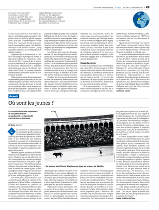 Courrier international | n° 1092 | du 6 au 12 octobre 2011                              29
de cruauté envers un animal                    régions de France. Cent treize
domestique, ou apprivoisé,                     corridas ont été organisées
ou tenu en captivité”. Mais cette              en 2010 en France, soit 4 de plus
interdiction ne s’applique pas                 que l’année précédente. Elles
à la corrida du fait de son caractère          ont rassemblé plusieurs centaines
traditionnel dans certaines                    de milliers de spectateurs.




à celle du ministère de la Culture. Le                puissante et altière de jadis, mais un malade      réparties en 5 associations. Toutes les                          la fête taurine. Ni leurs présidents. La télé-
décret royal régularisant ce transfert a été          faiblard qui fait de la peine. La fraude a         sources que nous avons consultées s’ac-                          vision publique espagnole [TVE] ne
publié dans le Bulletin oﬃciel espagnol               envahi cet univers en toute impunité. Beau-        cordent à constater que l’élevage du tau-                        retransmet plus de corridas depuis le
[BOE] le 31 août. Le monde taurin s’en est            coup pensent par exemple que peu de tau-           reau de combat ne rapporte pas d’argent.                         14 octobre 2006.
réjoui avec raison, ce décret reconnais-              reaux entrent dans l’arène avec les cornes         Les prix de vente se maintiennent (élever                             Que nous réserve l’avenir ? [Le torero]
sant la tauromachie comme “une discipline             intactes, et les substances (en fait, des          un taureau pendant quatre ans coûte                              José Tomás représentait l’espoir d’une
artistique et un produit culturel”, rang              drogues) qui modiﬁent leur comportement            entre 4 500 et 5 000 euros, le prix d’une                        révolution nécessaire, mais un grave coup
auquel les amateurs de corrida aspiraient             restent un sujet tabou.                            corrida va de 24 000 euros pour les arènes                       de corne à Aguascalientes a freiné pour
depuis toujours.                                           Les éleveurs sont au service des appa-        de troisième catégorie à 90 000 euros                            l’instant son ardeur et celle de tous.
     Espérons que le ministère de la Cul-             rences. Ce sont des généticiens autodi-            pour celles de première catégorie), et les                            Le secteur a absolument besoin d’une
ture “encouragera et protégera la corrida eu          dactes qui se creusent la cervelle pour que        frais ﬁxes engagés dans la production ne                         rénovation, qui doit aller au-delà du statut
égard à la tradition et à l’importance cultu-         la férocité d’autrefois (Ortega y Gasset           cessent d’augmenter.                                             de bien d’intérêt culturel accordé par la
relle de cette fête”, comme le dit le décret,         qualiﬁait les taureaux de “professionnels de                                                                        France, les communautés autonomes de
et que le ministère de la Culture engagera            la furie”) ne se transforme pas en placidité       Coup de corne                                                    Madrid, de Valence et de Murcie, et plu-
le processus administratif et législatif              bovine. Mais ils font leurs sélections sans        La crise économique est un autre fardeau                         sieurs villes. La fête doit s’adapter à
nécessaire pour que la corrida soit sou-              modèle et manipulent des facteurs                  qui a des eﬀets pernicieux pour la fête                          l’époque. Il y a trop d’élevages, trop de
mise à une TVA de 8 %, comme toutes les               instables comme la race, le courage ou la          taurine. Selon des données du ministère                          toreros (on en recense 712), trop d’im-
manifestations culturelles, au lieu de 18 %           noblesse non pas au bénéﬁce de la fête             de l’Intérieur, le nombre de spectacles de                       présarios (327) et, surtout, trop de com-
à l’heure actuelle.                                   elle-même, mais de leur client, le torero.         tauromachie a diminué de 34 % en trois                           portements individualistes et non
     Mais ce pas en avant, d’une importance                De plus, les éleveurs professionnels          ans : de 2 622 en 2007 à 1 724 en 2010. En                       solidaires. Il faut davantage de défenseurs
incontestable pour ce spectacle, ne fait pas          ne sont pas nombreux. Beaucoup de ceux             Andalousie, la région la plus active dans                        de la pureté de l’art et des intérêts des
oublier de graves carences, loin de là. Pour          qui se consacrent à cette activité viennent        ce domaine, leur nombre a diminué de                             spectateurs. Les données économiques
commencer, celui qui a inventé la corrida             des grandes fortunes du bâtiment et ne             51 % au cours de la même période.                                du secteur (2,5 milliards d’euros de chiﬀre
ne reconnaîtrait même pas le taureau, son             cherchent pas la rentabilité, mais seule-              Et le gouvernement… Les gouverne-                            d’aﬀaires, soit 0,25 % du PIB, et 200 000
principal protagoniste. Aujourd’hui, à de             ment le plaisir. Au registre oﬃciel ﬁgu-           ments démocratiques de ce pays ne se                             emplois directs) l’exigent.
rares exceptions près, ce n’est plus la bête          rent au total 1 350 entreprises d’élevage,         sont jamais distingués par leur soutien à                        Antonio Lorca

 Avenir

Où sont les jeunes ?
La corrida réunit ses opposants                                                                                                                                           pas portés vers ce spectacle d’un autre âge.”
et ses partisans sur                                                                                                                                                      C’est également l’avis de Juan López de
un seul point : ce spectacle                                                                                                                                              Uralde, fondateur du [parti écologiste]
n’attire plus la jeunesse.                                                                                                                                                Equo et ancien directeur de Greenpeace :
                                                                                                                                                                          “La procédure d’interdiction en Catalogne a
                                                                                                                                                                          été exemplaire, avec des débats ouverts et
El País Madrid                                                                                                                                                            nourris. Le résultat est plutôt logique : com-
                                                                                                                                                                          ment peut-on encore exploiter la souﬀrance
            es amateurs de tauromachie                                                                                                                                    animale aux seules ﬁns de divertissement ?
   L        reconnaissent que les jeunes ne
            s’intéressent plus à la corrida à
                                                                                                                                                                          La société est en train de changer et ce déclin
                                                                                                                                                                          en est le reﬂet.”
cause du prix élevé des spectacles. De leur                                                                                                                                    L’Union des picadors et des bande-
côté, si les défenseurs des animaux                                                                                                                                       rilleros, un collectif qui réunit un grand
constatent eux aussi cet éloignement de                                                                                                                                   nombre de professionnels de la tauroma-
la jeunesse, ils l’estiment irréversible : la                                                                                                                             chie (plus de 2 000), commence à s’in-
corrida est selon eux incompatible avec                                                                                                                                   quiéter. Pour Fernando Galindo, son
la sensibilité et les préoccupations écolo-                                                                                                                               secrétaire général, l’avenir de la corrida
giques des jeunes.                                                                                                                                                        s’est joué en Catalogne. “Nous n’avons pas
     Mariano Aguirre, président de la Fédé-                                                                                                                               réussi à nous faire entendre et à séduire un
                                                                                                                                                           OAN KIM/MYOP




ration taurine espagnole, ne mâche pas ses                                                                                                                                nouveau public. Le danger, ce n’est pas qu’on
mots : “Assister à une corrida coûte cher, très                                                                                                                           interdise les corridas en Catalogne mais bien
cher. Si une famille doit surveiller son budget,                                                                                                                          ces messages simplistes et apitoyés.” Ignacio
elle réduira les loisirs. Et, sans public, ce spec-                                                                                                                       Lloret, directeur des arènes de Valence
tacle n’a aucun sens.” Pour Antonio García                                                                                                                                et représentant d’une nouvelle généra-
Jiménez, directeur des arènes de Barce-                 Le torero José María Manjanares dans les arènes de Séville.                                                       tion de chefs d’entreprise, insiste sur la
lone, la corrida est “comme le pays, au bord                                                                                                                              nécessité de ne pas sombrer dans le
du gouﬀre. L’avenir n’est pas si noir, mais nous      il faut ajouter que certaines races sont en voie   interview : “Les jeunes ne viennent pas parce                    catastrophisme  : “A Barcelone, on va
devons faire venir les jeunes et ne pas attendre      de disparition et, sans mesures adéquates, ris-    que rien ne leur est proposé, ni en matière de                   fermer deux endroits [deux arènes] qui mar-
qu’ils aient vieilli pour apprécier la feria.”        quent de s’éteindre. Cette situation oblige les    prix ni en ce qui concerne l’organisation des                    chaient très bien. Mais personne ne peut rien
     Les difficultés économiques que                  éleveurs à agir de manière plus profession-        ferias. Nous n’avons rien fait pour nous rap-                    contre cette démonstration de force ni contre
connaît le pays aﬀectent également les                nelle, à être plus exigeants sur la sélection et   procher des nouvelles générations.” Pour les                     la crise économique. Quant aux politiques,
ganaderias. Carlos Núñez, président de                à mieux appréhender la demande du public           autres, les jeunes sont au contraire des                         ils n’iront jamais à l’encontre d’une société
l’Union des éleveurs de taureaux de                   pour oﬀrir des spectacles attrayants.”             alliés de choix pour éradiquer la corrida.                       qui s’exprime de manière aussi catégorique.”
combat, relève plusieurs problèmes dans                    Opposants comme aﬁcionados sont               Helena Escoda est membre de la com-                                   Juan Diego, matador et directeur de
son secteur : “La crise a provoqué une réduc-         au moins d’accord sur une chose : les              mission à l’origine d’une initiative légis-                      l’Union des toreros, refuse de se rési-
tion drastique des corridas, nous avons par           jeunes joueront un rôle déterminant. Pour          lative populaire pour l’abolition des                            gner : “Il n’est pas logique de vouloir sup-
conséquent un excédent d’animaux. En outre,           les uns, ils sont les garants de l’avenir.         corridas : “De nos jours, les jeunes sont plus                   primer l’un des deux plus grands spectacles
les normes sanitaires sont inadaptées aux             C’est ce qu’expliquait récemment le                respectueux de la nature et des questions d’en-                  populaires de ce pays.”
caractéristiques des taureaux sauvages. A cela        torero Cayetano Rivera Ordóñez dans une            vironnement. Fort heureusement, ils ne sont                      Rosa Jiménez Cano
 