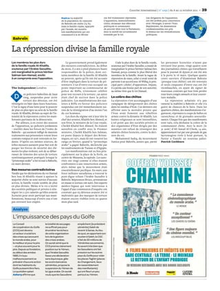 Courrier international | n° 1092 | du 6 au 12 octobre 2011           39
                                               Repères La majorité                    ont été violemment réprimées.             Les dirigeants de l’opposition
                                               de la population du royaume            L’opposition, essentiellement             ont été arrêtés pour connivence
                                               de Bahreïn est chiite (75 %),          chiite, réclamait des réformes            avec l’étranger, à savoir l’Iran.
                                               mais la famille royale, appuyée        politiques et notamment                   Rapidement, les dissensions
                                               par l’armée, est sunnite.              de pouvoir élire tout le Parlement,       confessionnelles ont pris
                                               Les manifestations qui ont             dont la moitié est actuellement           le dessus sur les revendications
                                               commencé à la mi-février               nommée par le roi.                        politiques.
 Bahreïn

La répression divise la famille royale
Les membres les plus durs                          Le gouvernement prend également                L’aile la plus dure de la famille royale,   les personnes licenciées n’ayant pas
de la famille royale Al-Khalifa,               des mesures contradictoires. Au début         soutenue par l’Arabie Saoudite, a essayé de      retrouvé leur poste, vingt-quatre sont
soutenus par l’Arabie Saoudite,                du mois, il a mis à pied plusieurs hauts      marginaliser le prince héritier Salman ben       des journalistes chiites qui travaillaient
ont marginalisé le prince héritier             responsables de la police, dont cer-          Hamad, perçu comme le plus libéral des           pour le journal Al-Ayyam et ont été mis
Salman ben Hamad, enclin                       tains membres de la famille Al-Khalifa        membres de la famille. Avant la vague de         à la porte le 16 mars. Quelque quatre
à un compromis avec l’opposition.              au pouvoir, après qu’ils ont été accusés      répression de mars, celui-ci avait tenté de      cents ouvriers d’Aluminium Bahrain
                                               d’être impliqués dans la torture de pri-      parvenir à un accord avec Al-Wifaq, le prin-     (presque tous chiites) ont été renvoyés
                                               sonniers. L’un d’entre eux occupait un        cipal parti [chiite] d’opposition. Depuis,       et seuls cinquante d’entre eux ont été
The Independent Londres                        poste important au commissariat de            il a perdu une bonne part de son autorité,       réembauchés, en ayant dû signer de
                                               police de Riffa, tristement célèbre           au même titre que le roi Hamad.                  nouveaux contrats qui leur font perdre


D           es policiers bahreïnis de haut
            rang, suspendus pour avoir
            torturé des détenus, ont été
réintégrés en hâte dans leurs fonctions.
                                               pour son recours à la torture ; un autre
                                               était chef de section dans la police
                                               judiciaire. Les manifestations des sun-
                                               nites à Riffa en faveur des policiers
                                                                                             La colère des chiites
                                                                                             La répression s’est accompagnée d’une
                                                                                             campagne de dénigrement des chiites
                                                                                                                                              tous leurs congés annuels et leur couver-
                                                                                                                                              ture maladie.
                                                                                                                                                  La répression acharnée n’a pas
                                                                                                                                              ramené la stabilité à Bahreïn et elle n’a
C’est le signe d’une lutte pour le pouvoir     suspendus ont été immédiatement sui-          dans les médias d’Etat. Ces derniers ont         guère de chances de le faire. Dans les
de plus en plus âpre au sein de la famille     vies de la réintégration d’au moins l’un      affirmé sans la moindre preuve que               quartiers chiites, des manifestations s’or-
royale Al-Khalifa, divisée au sujet de l’in-   de ces hommes.                                l’Iran avait fomenté une rébellion               ganisent, réprimées à coups de balles en
tensité de la répression contre les mani-          Les durs du régime ont à leur tête le     armée contre la dynastie Al-Khalifa. Les         caoutchouc et de grenades assourdis-
festants partisans de la démocratie.           chef des armées, Khalifa ben Ahmed, et        haines religieuses se sont intensifiées,         santes. Chaque fois que des manifestants
    Par ailleurs, à en croire des sources      son frère, le ministre de la Cour royale,     à tel point que des sociétés privées et          sont tués, cela déchaîne la colère de la
de l’opposition, 90 policiers jordaniens       Cheikh Khalid ben Ahmed. Ils étaient          des organismes d’Etat dirigés par des            communauté chiite. Avec la mort [le
– enrôlés dans les forces de l’ordre de        autrefois en conflit avec le Premier          sunnites ont refusé de réintégrer des            31 août] d’Ali Jawad Al-Cheik, 14 ans,
Bahreïn – qui auraient inﬂigé de mauvais       ministre, Cheikh Khalifa ben Salman,          salariés chiites licenciés, contre la déci-      apparemment tué par une grenade de gaz
traitements aux prisonniers voient leurs       en poste depuis le départ des Britan-         sion du roi.                                     lacrymogène tirée à bout portant, la
contrats rompus et sont renvoyés en Jor-       niques, en 1971, mais ils ont resserré les        Mohammed Sadiq, du mouvement                 fureur a franchi un nouveau palier.
danie. D’après ces mêmes sources, de           rangs en février, quand le “printemps         Justice pour Bahreïn, assure que, parmi          Patrick Cockburn
telles mesures auraient pour but soit de       arabe” a gagné Bahreïn, déclenché par
purger les forces de sécurité des élé-         les soulèvements de Tunisie et d’Egypte.
ments les plus violents, soit de se débar-         Les manifestations ont eu lieu prin-
rasser de témoins des actes de torture         cipalement sur la place de la Perle, au
systématiquement pratiqués lorsque le          centre de Manama, la capitale. Les auto-
“printemps arabe” a été écrasé à Bahreïn,      rités ont réagi comme si elles étaient
en mars dernier.                               confrontées à une insurrection armée,
                                               alors même que le mouvement était
Des mesures contradictoires                    essentiellement paciﬁque. En mars, une
Tandis que les déclarations du roi Hamad       force militaire saoudienne a traversé le
ben Issa Al-Khalifa visant à apaiser la        pont-digue reliant l’Arabie Saoudite à
majorité chiite ne sont suivies d’aucune       Bahreïn. Répression féroce, arrestations
action, la famille royale semble de plus       en masse et torture ont suivi. Des experts
en plus divisée. Même si le roi a invité       médico-légaux qui sont intervenus à
des sociétés publiques et privées à réin-      l’appel d’une commission d’enquête ont
tégrer les 2 500 salariés qu’elles avaient     constaté que 63 détenus avaient été si
licenciés pour avoir participé aux mani-       maltraités que des marques de torture
festations, beaucoup d’entre eux n’ont         étaient encore visibles trois ou quatre
pas retrouvé leur emploi.                      mois plus tard.

 Analyse

 L’impuissance des pays du Golfe
 Le Conseil                     la totalité de ses pages      empêchent (le président
 de coopération du Golfe        ne sufﬁrait pas pour          yéménite) Saleh de
 (CCG) est devenu               énumérer les échecs           revenir à Sanaa. Au lieu
 un acteur crucial lors         de cette organisation         de quoi, en apportant son
 des crises qui secouent        lors de la gestion            soutien à Saleh, le CGC
 le monde arabe, pour           des crises arabes.            a fait de 30 millions de
 le meilleur et pour le pire    On aurait aimé que le         Yéménites ses ennemis.
 — et plus souvent pour le      CCG prenne clairement         Ils savent très bien que
 pire. Depuis sa fondation,     position sur le Yémen,        les Saoudiens ont fait
 au début des années            que l’Arabie Saoudite         pression sur les autres
 1980, il n’a pu                fasse une déclaration         pays du Golfe pour vider
 malheureusement se             sans équivoque, gèle          les places Taghiir (places
 prévaloir d’aucune action      les avoirs bancaires          du Changement, lieux
 dont les habitants du          yéménites, propose la         de rassemblement
 Golfe puissent être ﬁers.      suspension du Yémen de        des manifestants)
 Le quotidien qatari            la Ligue arabe. On aurait     qui ont ﬂeuri un peu
 Asharq afﬁrme que              voulu que les Saoudiens       partout au Yémen.
 