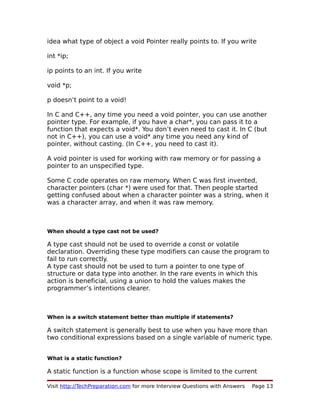 C Interview Questions for Fresher | PDF