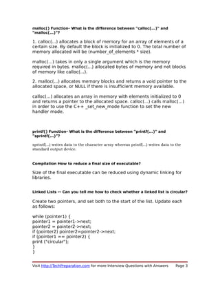 C Interview Questions for Fresher | PDF image.