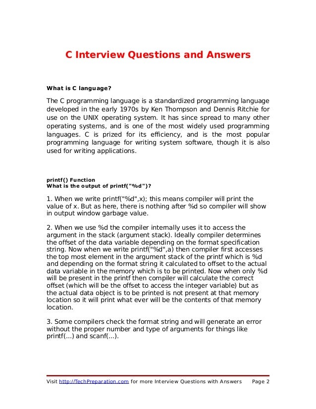 C Basic Interview Questions And Answers – NHAJR