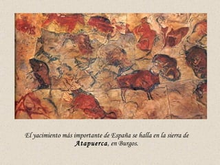 El yacimiento más importante de España se halla en la sierra de  Atapuerca , en Burgos. 