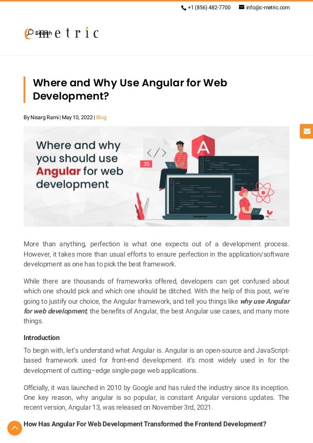 Where and Why Use Angular for Web Development? | PDF