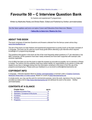 Top C Language Interview Questions and Answer | PDF