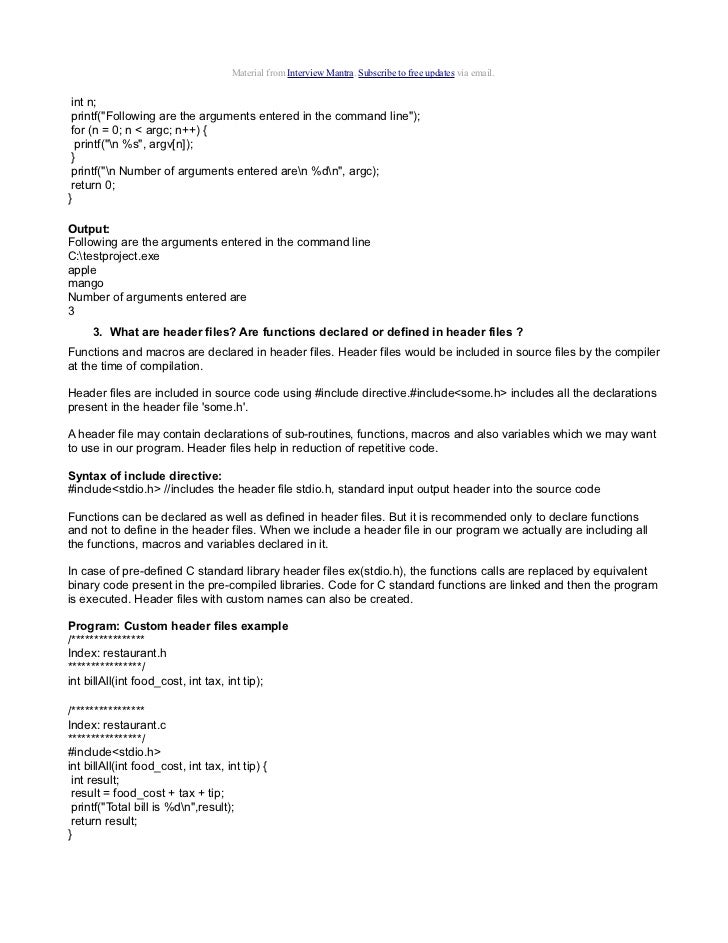 top c language interview questions and answer