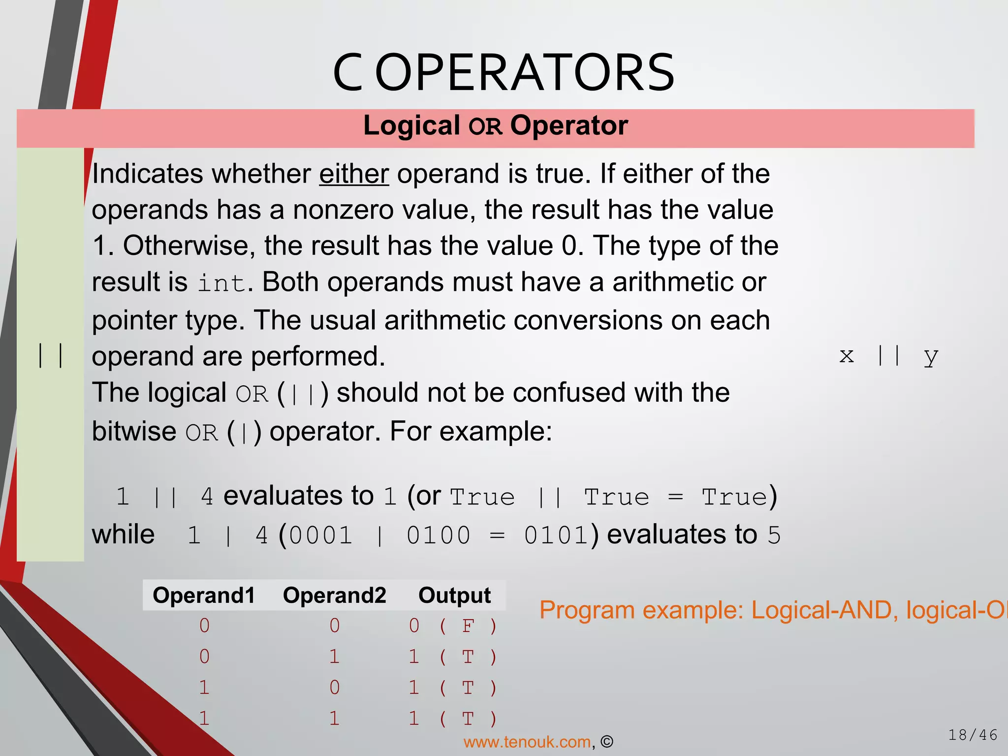C operator and expression | PPT
