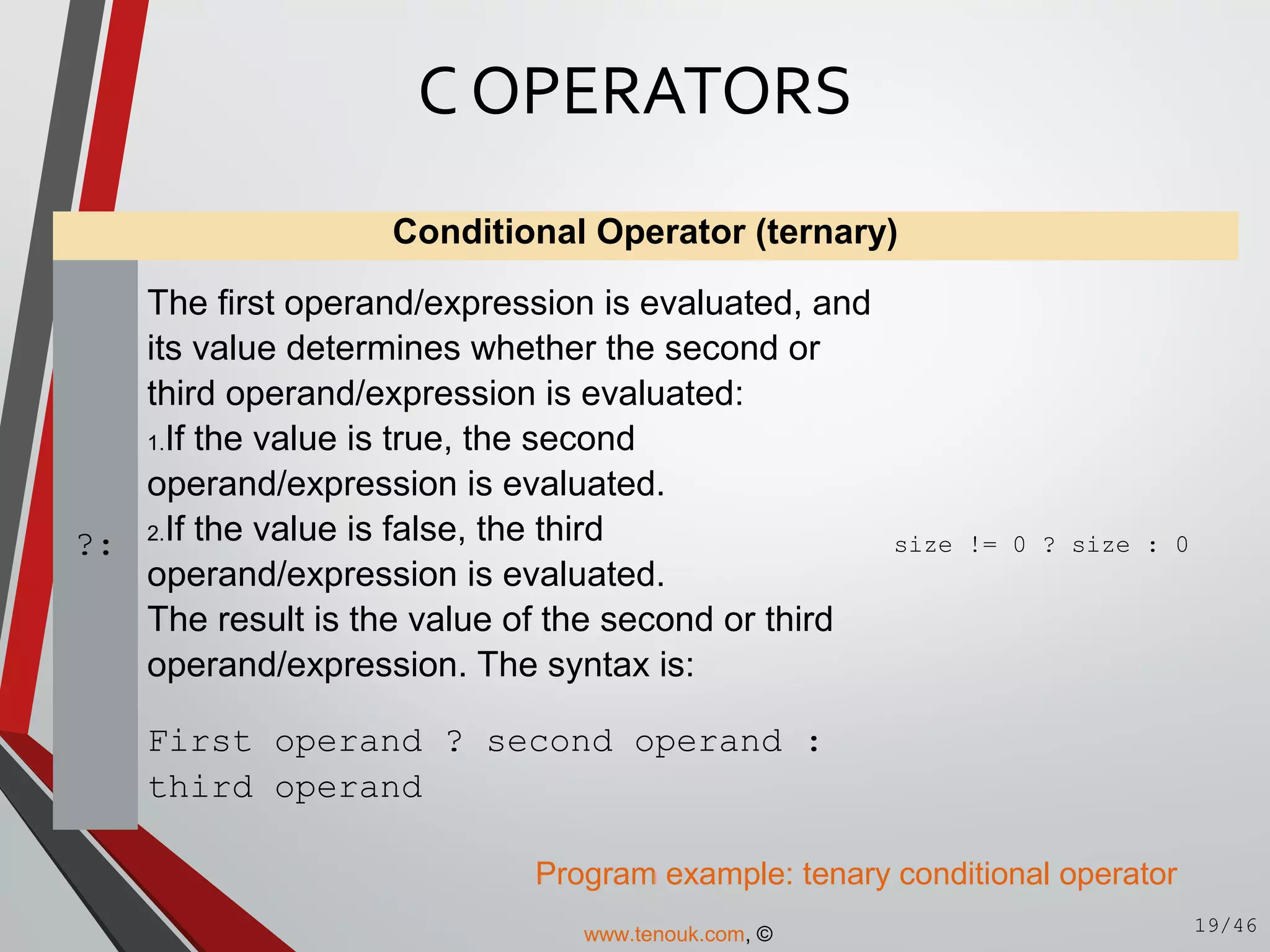 C operator and expression | PPT