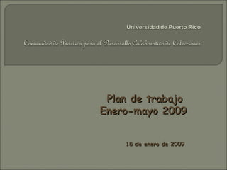 Plan de trabajo  Enero-mayo 2009 15 de enero de 2009  
