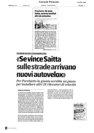 C. Porchietto Giornale Piemonte 04.06.09