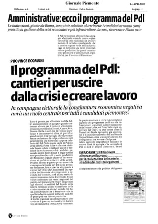 C. Porchietto Giornale Piemonte 14.04.09