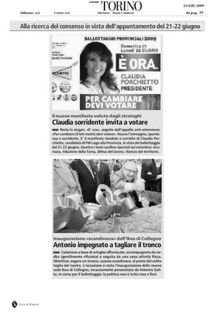 C. Porchietto La Stampa Torino 12.06.09