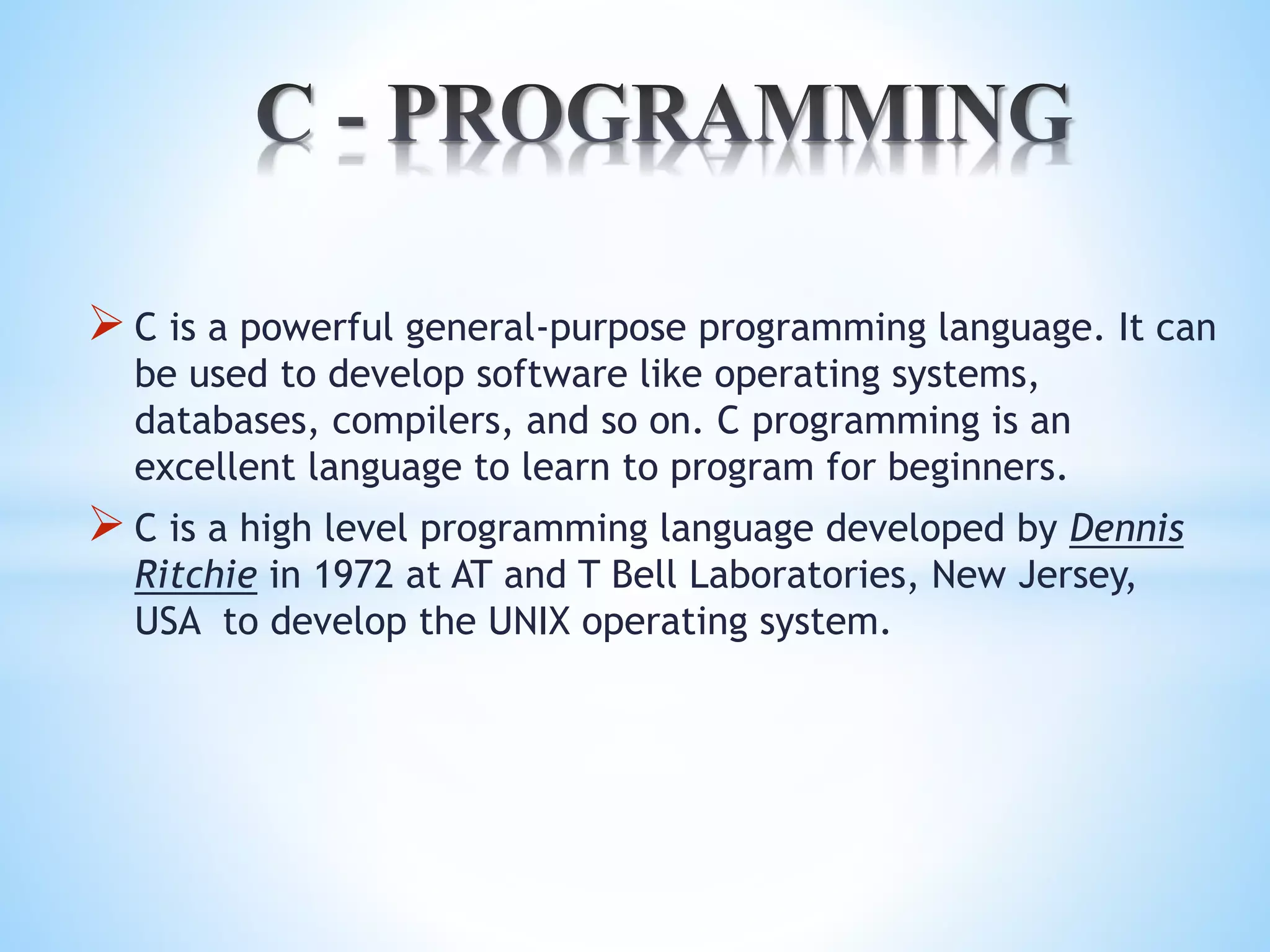 C programming language for beginners | PPT