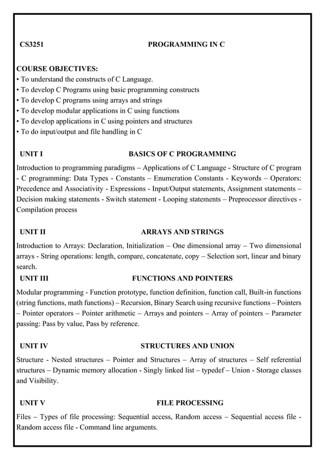 C-PROGRAMMING pdf text book notes vtu important | PDF