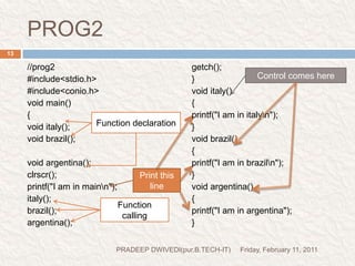 NOTEFriday, February 11, 2011PRADEEP DWIVEDI(pur.B.TECH-IT)14When we invoke a function inside another function these always execute in stack form.In other words , a function that is invoked at last would we the first one two finish.