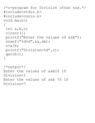 some basic C programs with outputs | PDF
