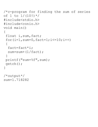 some basic C programs with outputs | PDF