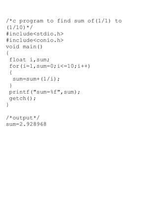 some basic C programs with outputs | PDF